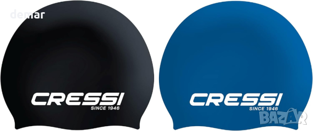 Комплект 2 шапки за плуване CRESSI черно/бяло + синьо/бяло, светло синьо/бяло + розово/розово, снимка 3 - Водни спортове - 44581614