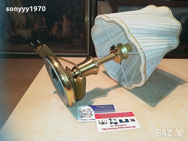 нощна лампа-мед/месинг-внос швеция 35х22см, снимка 2 - Колекции - 29850261