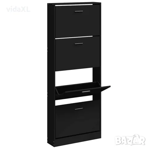 vidaXL Шкаф за обувки, черен, 59x17x150 см, инженерно дърво, снимка 3 - Шкафове - 56147130