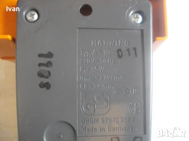 HANNING НЕМСКИ ОРИГИНАЛЕН ЕЛЕКТРИЧЕСКИ МИНИ ШМИРГЕЛ ЗА ВОДНО/СУХО ШЛАЙФАНЕ БАВНА СКОРОСТ 45W Ф100мм, снимка 11 - Други инструменти - 49623693