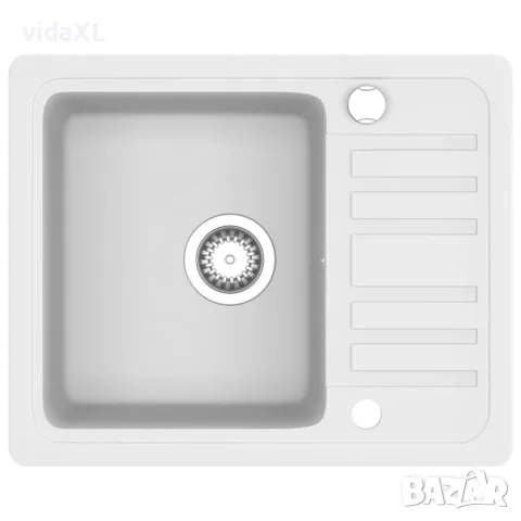vidaXL Гранитна кухненска мивка с едно корито, бяла