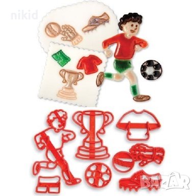 7 бр Футбол Футболист пластмасови резци печати форми украса фондан торта декор форма резец