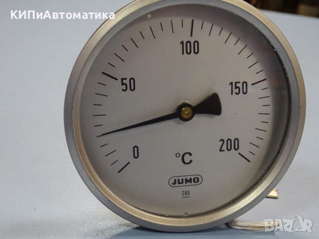 биметален термометър JUMO immersion thermometer ф100mm, 0/+200°C, L-200mm, снимка 2 - Резервни части за машини - 36530682