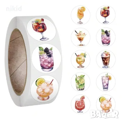100 бр коктейл чаша сок напитка самозалепващи лепенки стикери за ръчна изработка за подарък