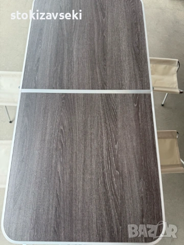 Комплект сгъваема къмпинг маса с 4 стола, регулируема височина, дизайн "куфар" в сив цвят, снимка 3 - Други - 54058299