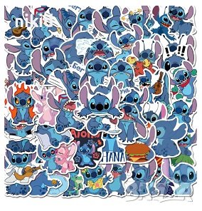 50 бр Лило и Стич lilo stitch самозалепващи лепенки стикери за украса декор картонена торта парти, снимка 6 - Други - 28665011