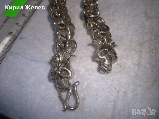 СТАРА МЕДНА ПОСРЕБРЕНА ХЕВИ - МЕТЪЛ ГРИВНА РЯДКА ВИНТИДЖ ПЛЕТКА 70641, снимка 9 - Гривни - 37127705