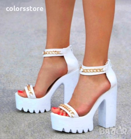 Сандали на ток - бяла кожа - 629, снимка 2 - Сандали - 40078889