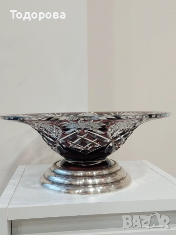 Стара фруктиера(сребро 800 кристал 19 век)Large Fruit Bowl Crystal Cut, 1 500 лв, снимка 12 - Други - 52278698