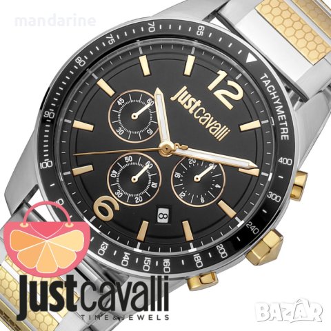 JUST CAVALLI 🍊 Мъжки часовник с хронограф SILVER "BLACK & GOLD" нов с кутия и 2г. гаранция, снимка 7 - Мъжки - 40442246