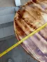 Кръгла маса с масивен дървен плот и метална основа, снимка 7
