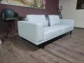 Дизайнерски сив диван от плат тройка, снимка 2