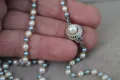 Дамско колие с естествени перли и със закопчалка от бяло  злато, снимка 12