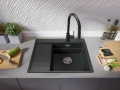 Графит гранитна кухненска мивка Сидни 620-45 Ergo Multilevel 620х500, снимка 5