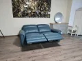 Тюркоазено син кожен диван тройка с ел. релакс механизъм La-z-boy, снимка 12