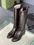 Gucci Луксозни Кожени Дамски Ботуши В Кафяво С Елегантен Детайл Код SEM-755, снимка 4