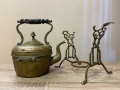Винтидж бронзов чайник с ажурна поставка, снимка 6