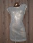 LC   L/XL Бяла прозрачна рокля с пайети , снимка 2