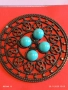 Винтидж бижу с тюркоазени камъни филигранна изработка ретро стил 52185, снимка 1