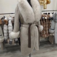 Дамско луксозно палто кашмир вълна и лисица код 85, снимка 1 - Палта, манта - 31829807