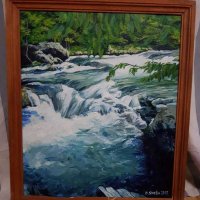 Ръчно рисувана маслена картина "Буйната река", снимка 1 - Картини - 17073530