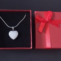 Посребрено колие Сърце Розов кварц Подарък за жена, снимка 1 - Романтични подаръци - 22615618