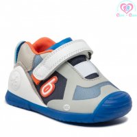 №20, BIOMECANICS / БИОМЕХАНИКС Бебешки обувки за прохождане за момче сиво-сини с оранжеви акцент, снимка 2 - Бебешки обувки - 38170182