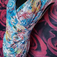 Многоцветна къса еластична рокля M , снимка 3 - Рокли - 37480706