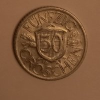 Австрия 50 гроша 1947 от времето на окупацията , снимка 2 - Нумизматика и бонистика - 36672811