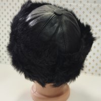 Дамска шапка естествена кожа ,черна -16, снимка 2 - Шапки - 30925202