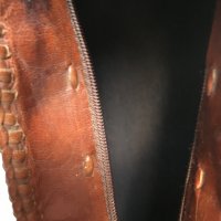 Винтидж френска чанта от 60-те естествена кожа цвят коняк, снимка 9 - Чанти - 29939273