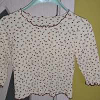 Къса дамска блуза със среден ръкав уникат XS - S, снимка 1 - Блузи с дълъг ръкав и пуловери - 44370419