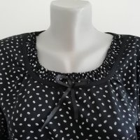 Нова черна блуза на бели точки размер XL, снимка 1 - Блузи с дълъг ръкав и пуловери - 38322800