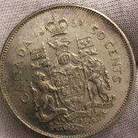Сребърни монети Canada 50 cents, 1965-1966, снимка 8 - Нумизматика и бонистика - 40504695
