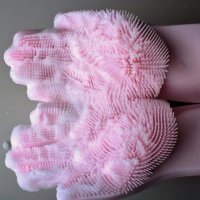 СИЛИКОНОВИ РЪКАВИЦИ ЗА ПОЧИСТВАНЕ MAGIC SILICONE DISHWASHING GLOVES, снимка 4 - Други - 38232827