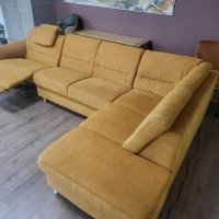 Ъглов диван от плат цвят канела DAKAR с електрически релакс механизъм, снимка 10 - Дивани и мека мебел - 44216262