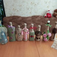 Бутилки декорирани със канап, снимка 1 - Други - 33744440