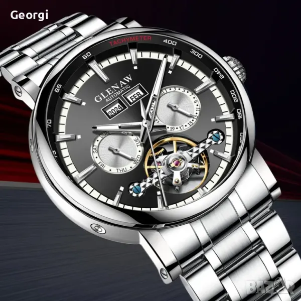 Мъжки Автоматичен, Класически GLENAW часовник* Стоманен металик!, снимка 1