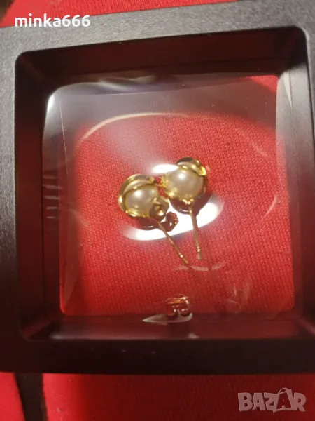 Позлатени обеци с перли., снимка 1