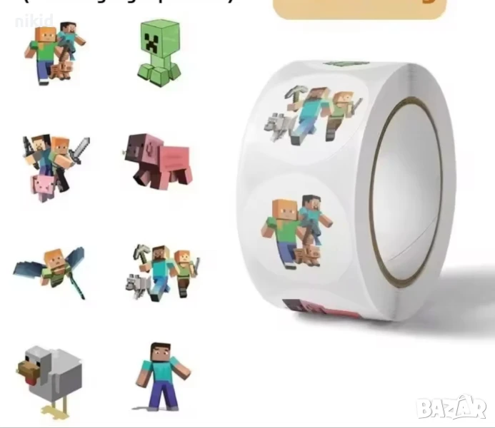 100 бр Майнкрафт Minecraft малки самозалепващи лепенки стикери за ръчна изработка, снимка 1