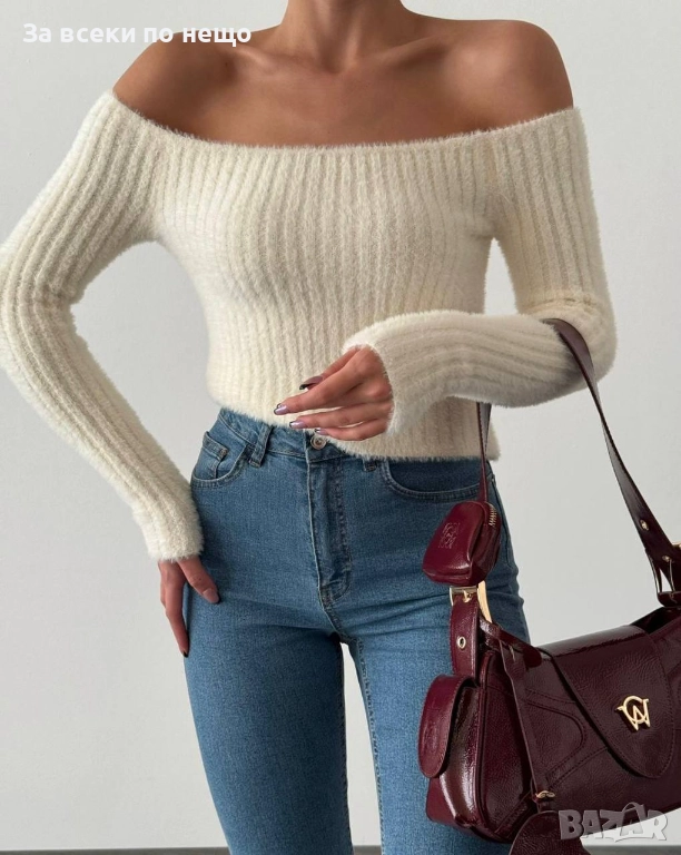 Black Weekend💯✅🖤Дамска Къса Блуза С Паднали Ръкави Код A1186, снимка 1