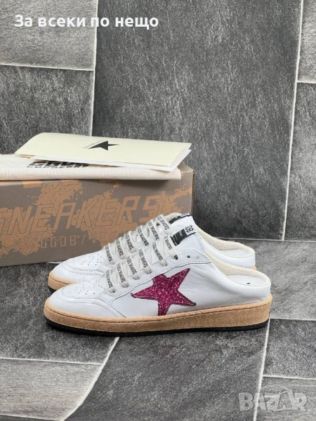 Golden Goose Дамски Бели Маратонки С Цикламена Звезда Естествена кожа👟Дамски Спортни Обувки КодE646, снимка 1