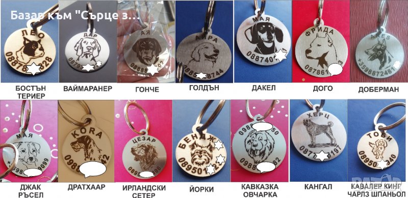 Нови стоманени медальони за кучета с име и телефон - 2, снимка 1