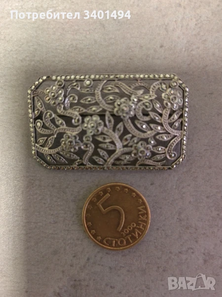 Сребърна брошка антики на цветя от сребро, снимка 1