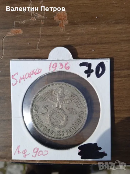 5 дойче марки 3 райх 1936г., снимка 1
