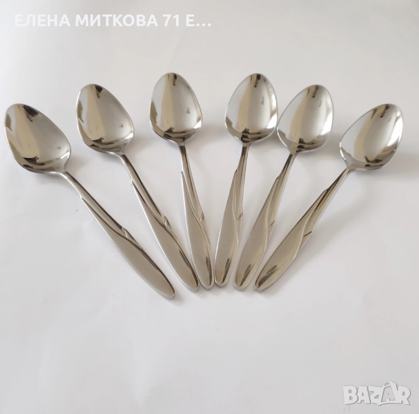 Комплект от 6 бр.масивни швейцарски лъжици от неръждаема стомана, снимка 1