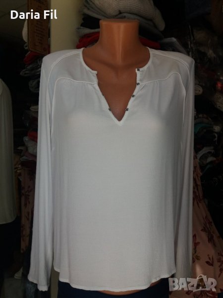СТРАХОТНА бяла риза/блуза с тик-так копченца на деколтето , снимка 1