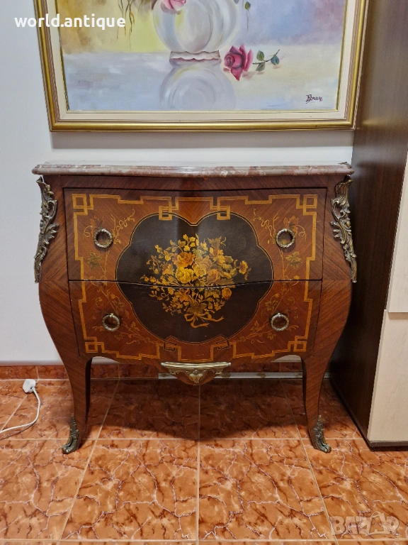 Страхотен антикварен френски скрин шкаф комод , снимка 1