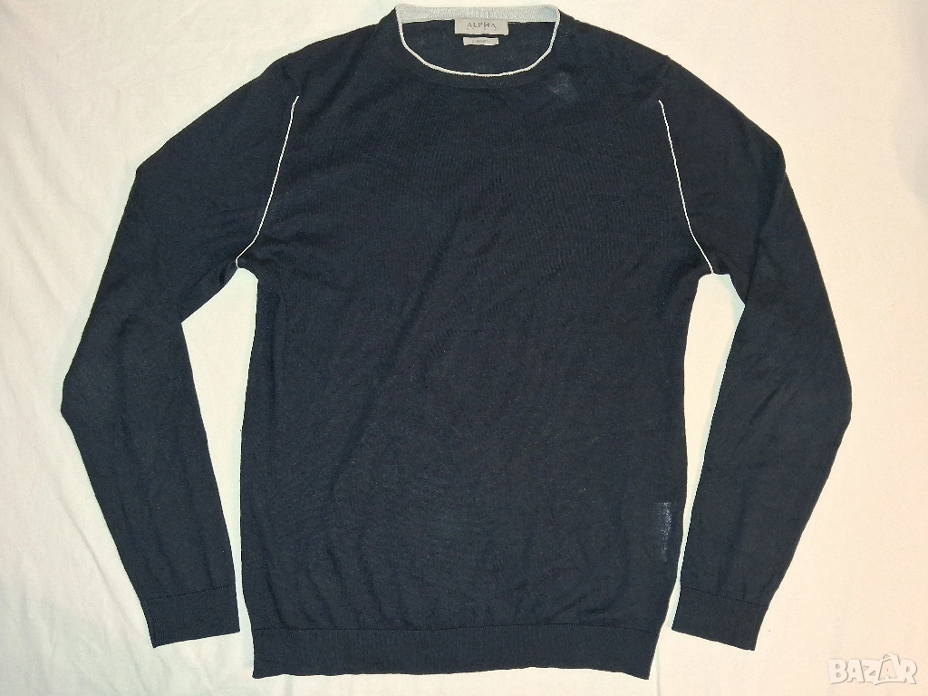 Alpha Studio Silk And Cashmere Crewneck Sweater (М) мъжки пуловер от коприна и кашмир, снимка 1