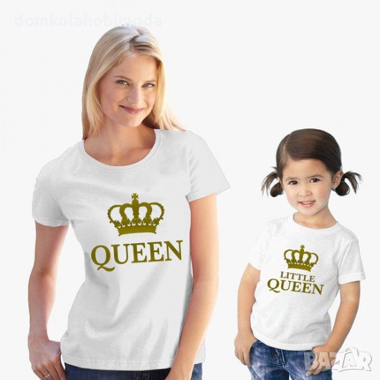 Комплект Дамска и Детска тениска QUEEN (Кралици),2 броя,Пълноцветна щампа, Не се бели , снимка 1